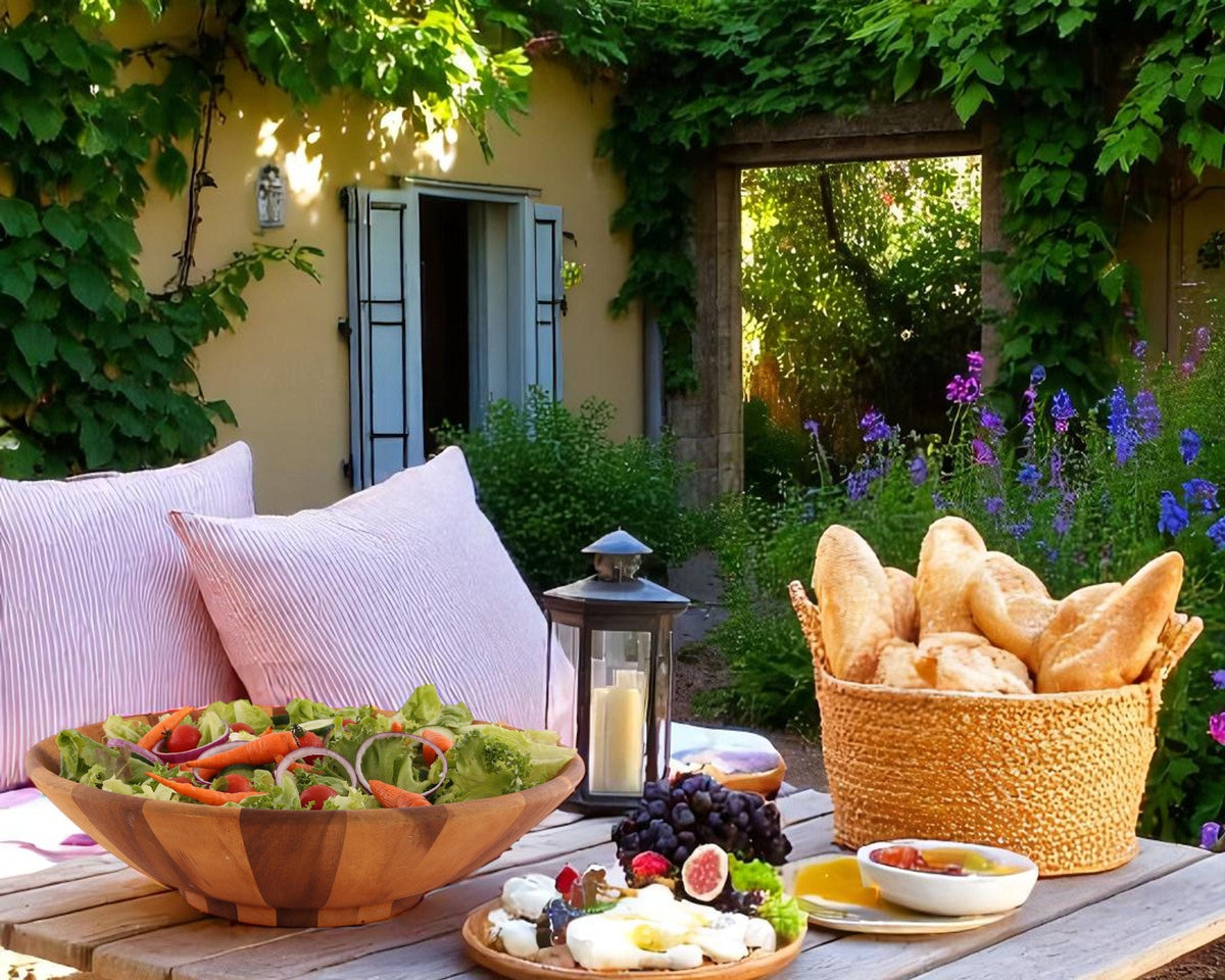 Arthur Court Wood Bowls / Boards Wok Style Wooden Acacia Salad Bowl Extra Large