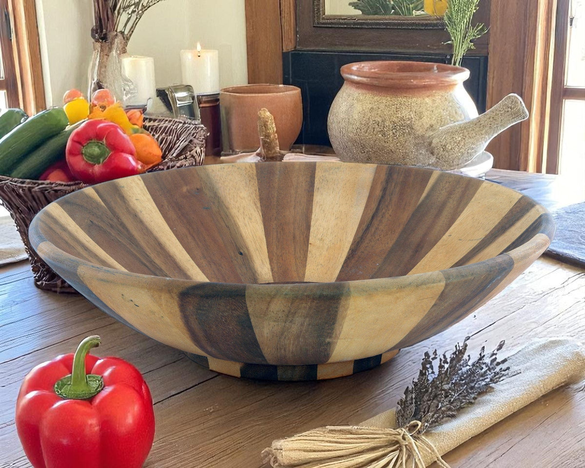 Arthur Court Wood Bowls / Boards Wok Style Wooden Acacia Salad Bowl Extra Large