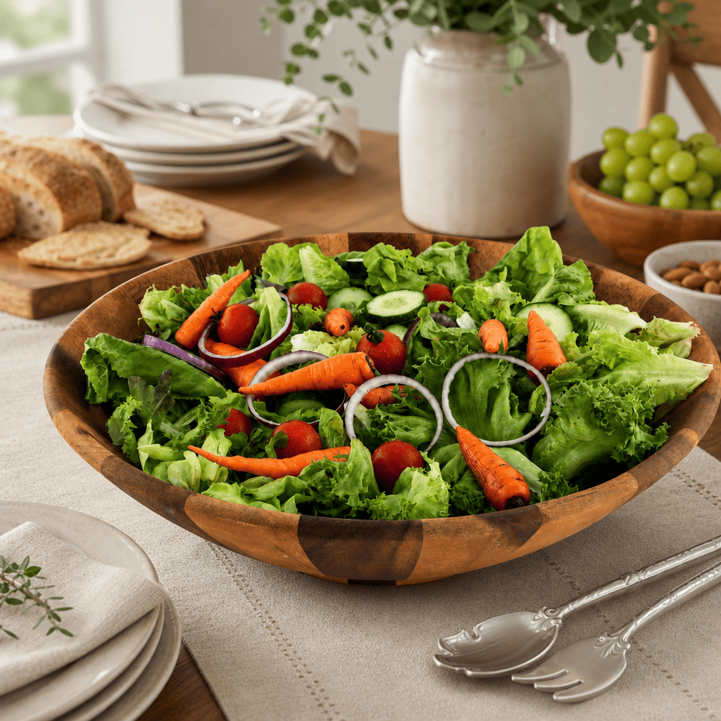 Arthur Court Wood Bowls / Boards Wok Style Wooden Acacia Salad Bowl Extra Large