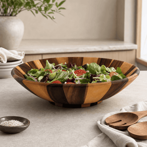 Arthur Court Wood Bowls / Boards Wok Style Wooden Acacia Salad Bowl Extra Large