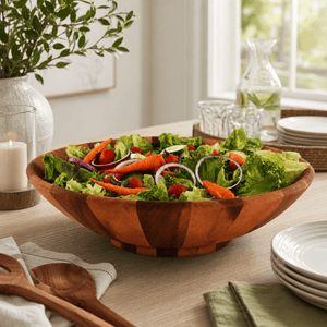 Arthur Court Wood Bowls / Boards Wok Style Wooden Acacia Salad Bowl Extra Large