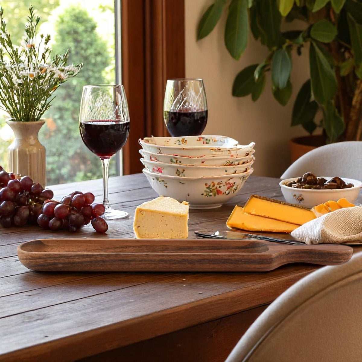 Arthur Court Wood Bowls / Boards Wood Cracker Tray with Handle