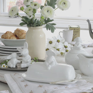 Porcelain Sitting Bunny Butter Dish