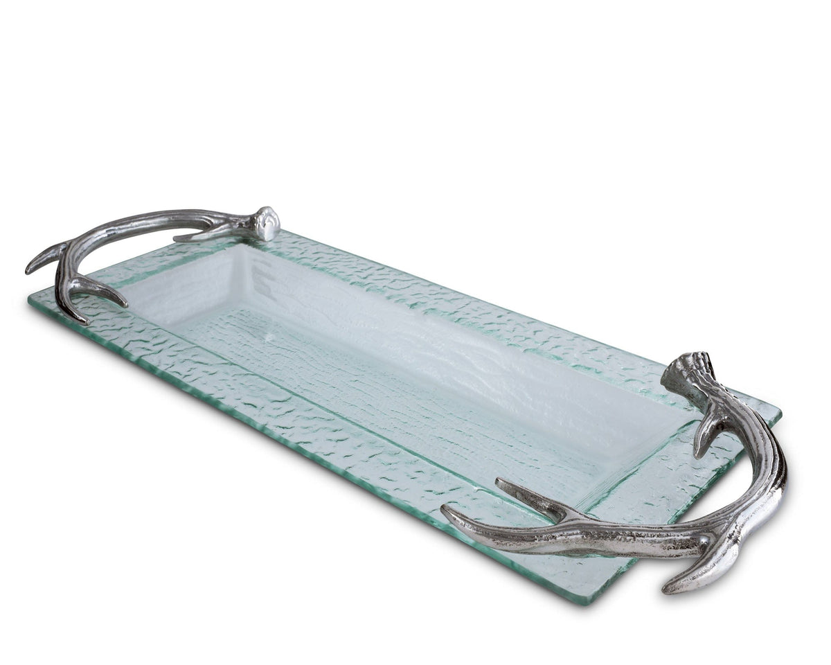 Arthur Court Antler Antler Glass Oblong Tray
