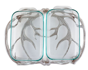 Arthur Court Antler Antler Pyrex Holder Double 2qt