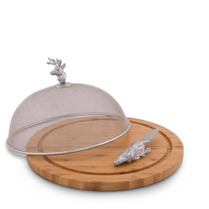 Arthur Court Antler Elk Head 3 Piece Picnic Cheese Board / Spreader