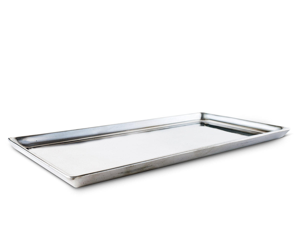 Elegant oblong tray seen at an angle, showcasing its sleek design and premium material for modern classic decor