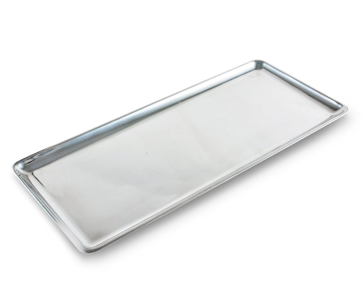 Angled view of a sleek oblong tray, showcasing modern classic design, perfect as luxury home accessory.