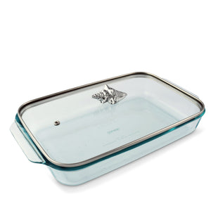 Arthur Court Coastal Shell Lid with Pyrex 3 quart Baking Dish