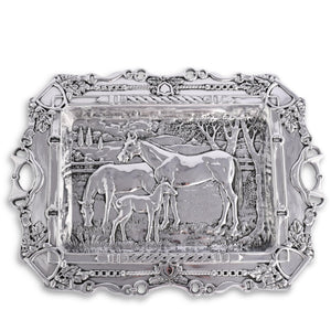 Arthur Court Equestrian Grazing Horses Parlor Tray