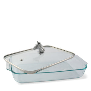 Arthur Court Equestrian Horse Head with Pyrex 3 quart Baking Dish