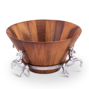 Arthur Court Equestrian Horse Wood Tall Salad Bowl