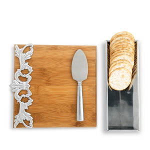 Arthur Court Fleur De Lis Acanthus Bamboo Cheese Set