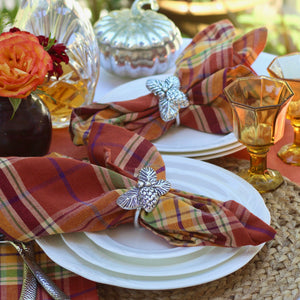 Arthur Court Forest Pine Cone Forest Pattern Napkin Rings Set of 4