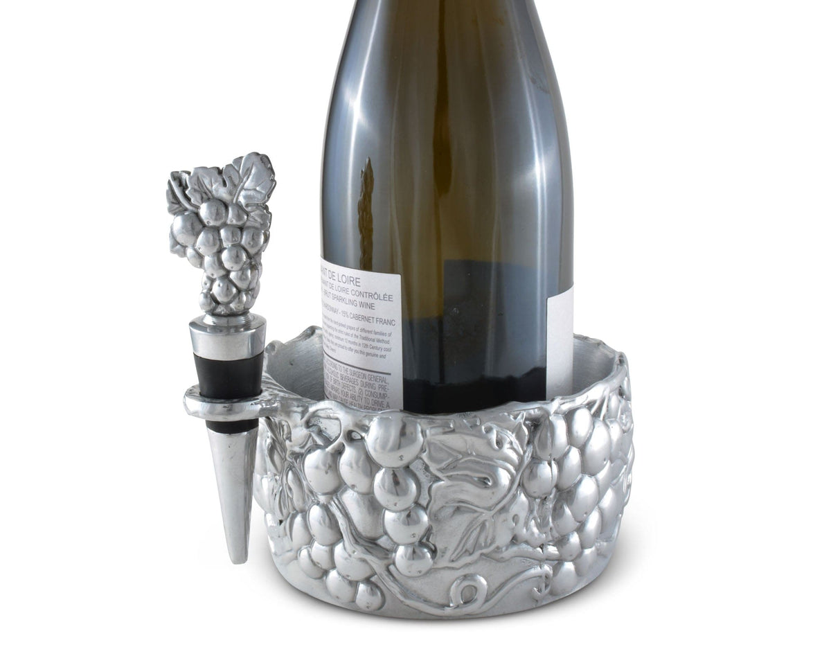 Arthur Court Grape Grape Wine Caddy and Stopper Set
