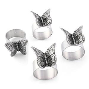 Arthur Court Magnolia Butterfly Napkin Rings - set of 4