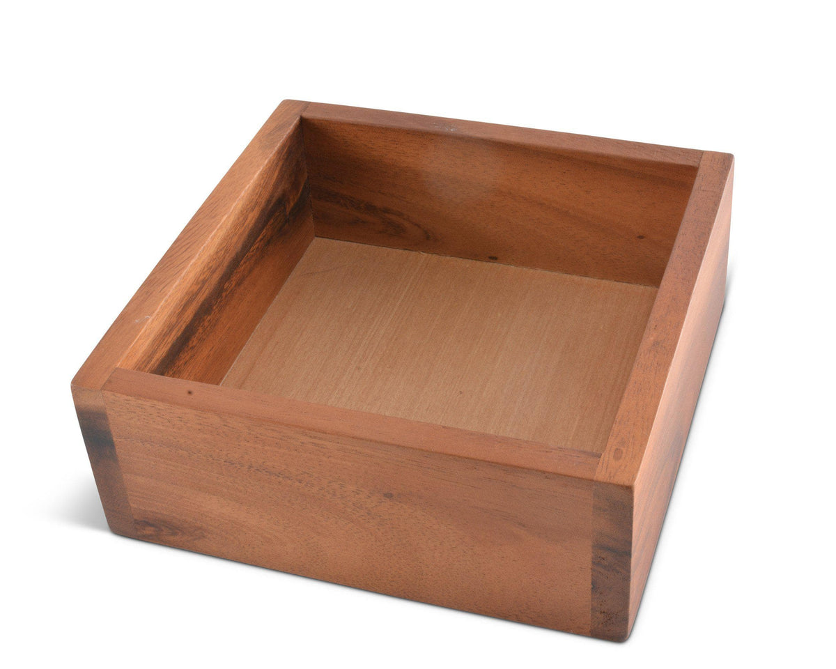 Wooden napkin holder viewed from above, showcasing its minimalist design and perfect for kitchen decor.