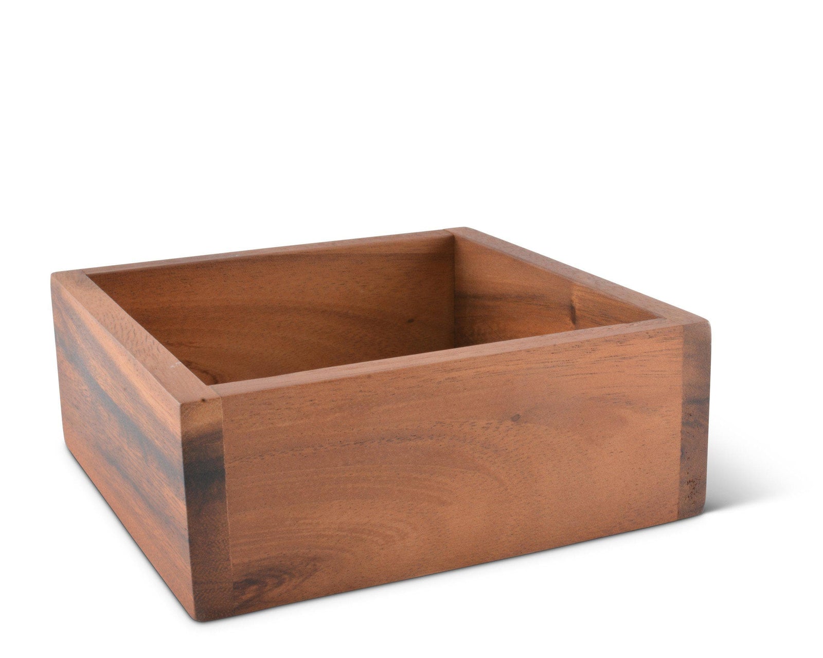 Elegantly crafted wooden napkin holder captured from a slight angle, showcasing its clean lines and natural finish, ideal for kitchen decor.