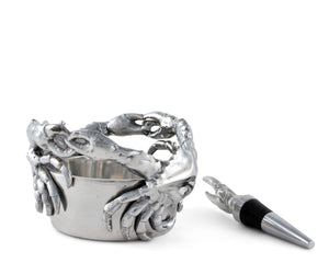 Arthur Court Sea and Shore Crab Wine Caddy and Stopper Set