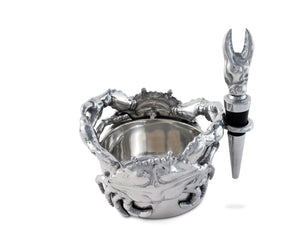 Arthur Court Sea and Shore Crab Wine Caddy and Stopper Set