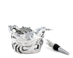 Arthur Court Sea and Shore Crab Wine Caddy and Stopper Set