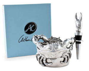 Arthur Court Sea and Shore Crab Wine Caddy and Stopper Set