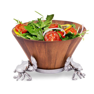 Arthur Court Sea and Shore Crab Wood Tall Salad Bowl