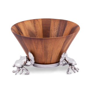 Arthur Court Sea and Shore Crab Wood Tall Salad Bowl