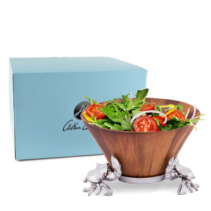 Arthur Court Sea and Shore Crab Wood Tall Salad Bowl