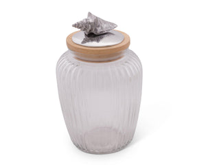 Arthur Court Sea and Shore Large  60 oz Shell Glass Canister