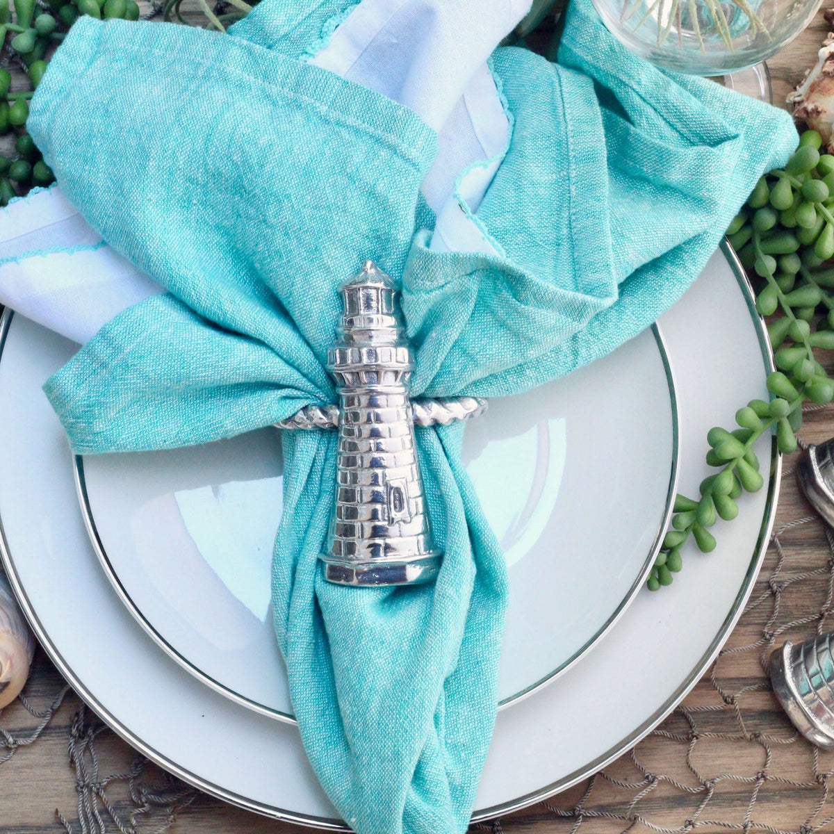Arthur Court Sea and Shore Lighthouse Napkin Rings