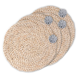 Arthur Court Sea and Shore Sand Dollar Twisted Seagrass Placemats - set of 4