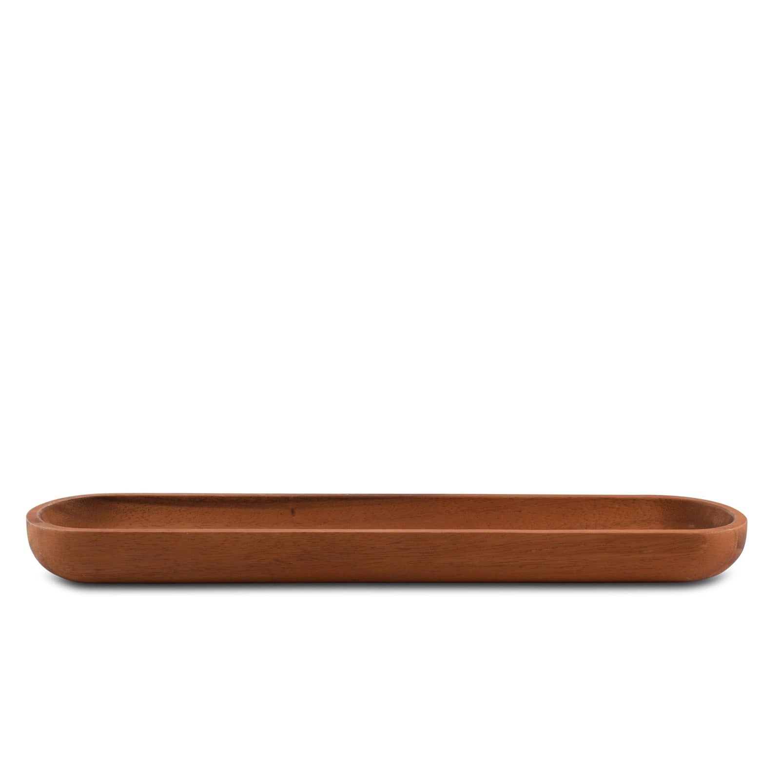 This cracker tray, made from premium wood, is viewed from the side, showcasing its elegant modern classic design.